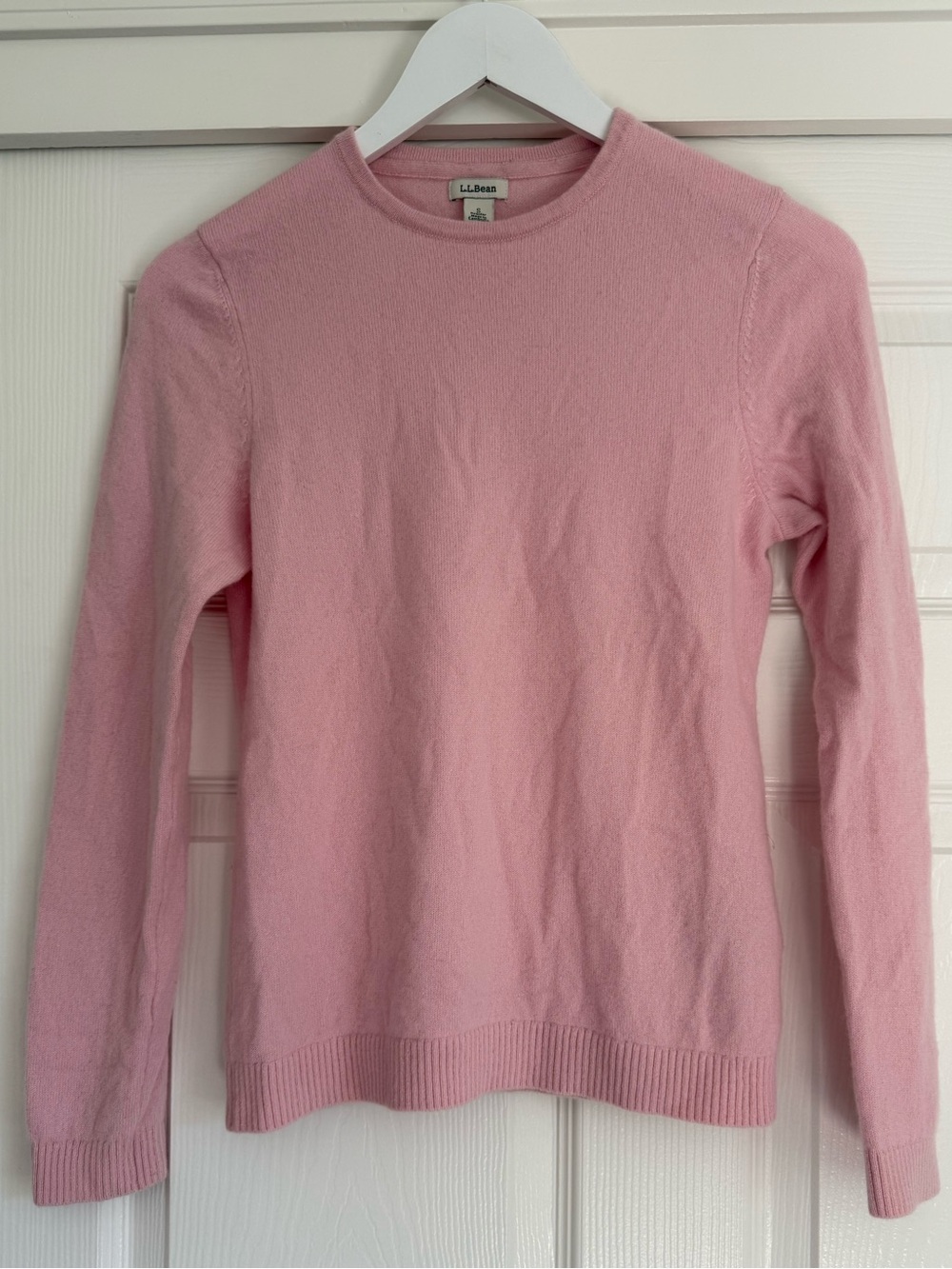 L.L. Bean 100% Cashmere Baby Pink Crewneck Sweater